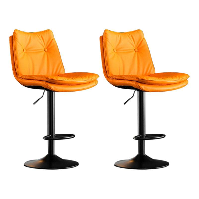 Scandinavian Metal Stool Faux Leather Upholstered Counter Stool in Matte Finish Orange Black 2 Piece Set Clearhalo 'Bar Furniture' 'Bar Stools' 'bar_stools' 'furn' 'furn_bar_stools' 'Furniture' 'Kitchen & Dining Furniture' 5947296