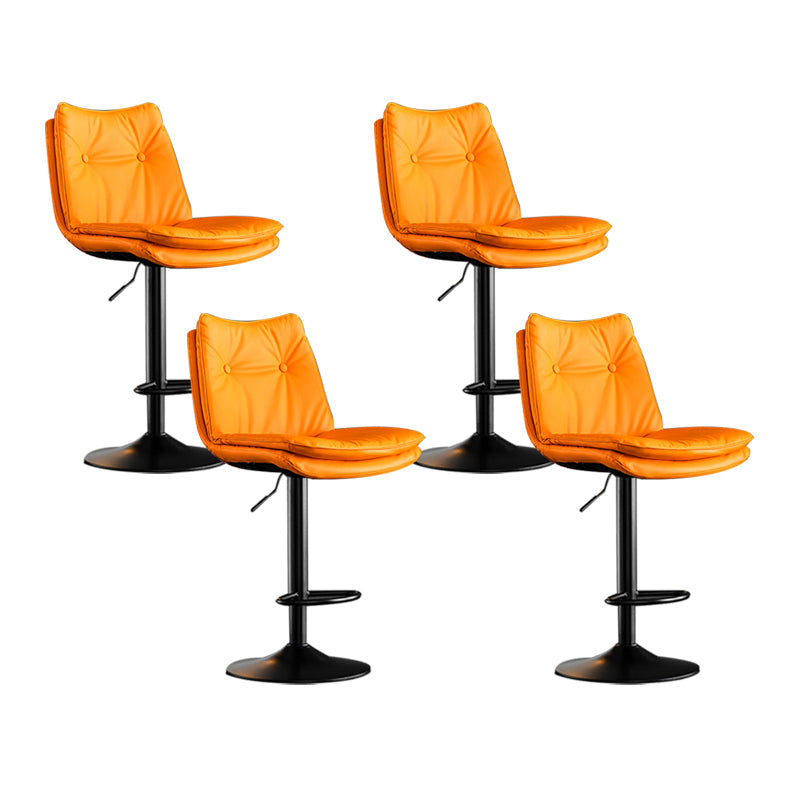 Scandinavian Metal Stool Faux Leather Upholstered Counter Stool in Matte Finish Orange Black 4 Piece Set Clearhalo 'Bar Furniture' 'Bar Stools' 'bar_stools' 'furn' 'furn_bar_stools' 'Furniture' 'Kitchen & Dining Furniture' 5947297