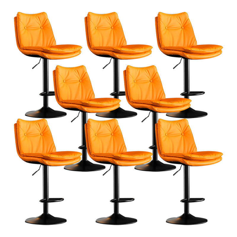 Scandinavian Metal Stool Faux Leather Upholstered Counter Stool in Matte Finish Orange Black 8 Piece Set Clearhalo 'Bar Furniture' 'Bar Stools' 'bar_stools' 'furn' 'furn_bar_stools' 'Furniture' 'Kitchen & Dining Furniture' 5947299