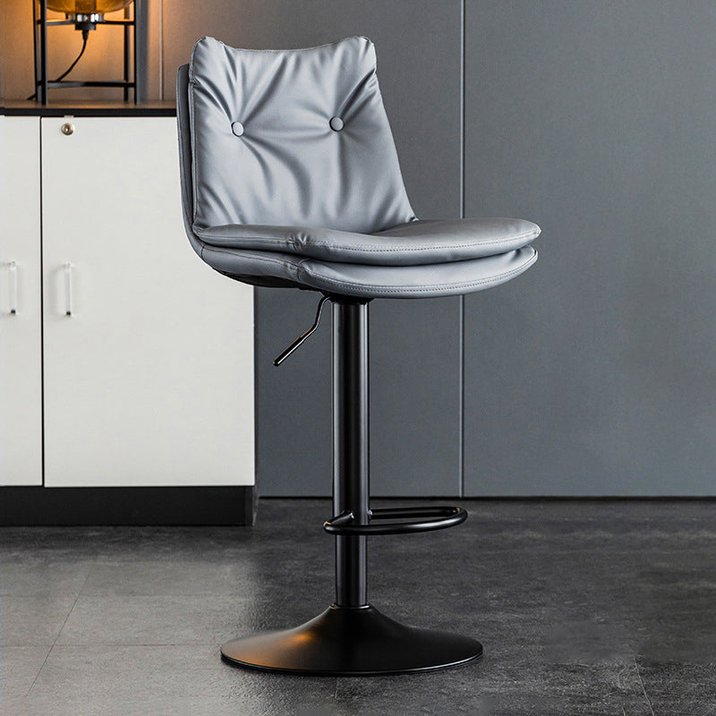 Scandinavian Metal Stool Faux Leather Upholstered Counter Stool in Matte Finish Blue Black 1 Piece Clearhalo 'Bar Furniture' 'Bar Stools' 'bar_stools' 'furn' 'furn_bar_stools' 'Furniture' 'Kitchen & Dining Furniture' 5947300