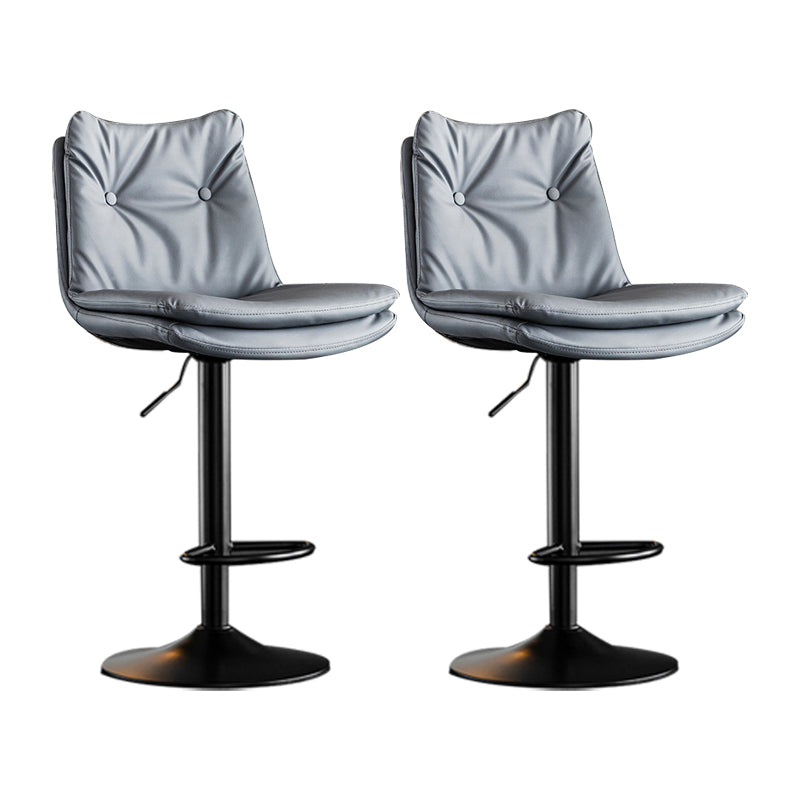 Scandinavian Metal Stool Faux Leather Upholstered Counter Stool in Matte Finish Blue Black 2 Piece Set Clearhalo 'Bar Furniture' 'Bar Stools' 'bar_stools' 'furn' 'furn_bar_stools' 'Furniture' 'Kitchen & Dining Furniture' 5947301