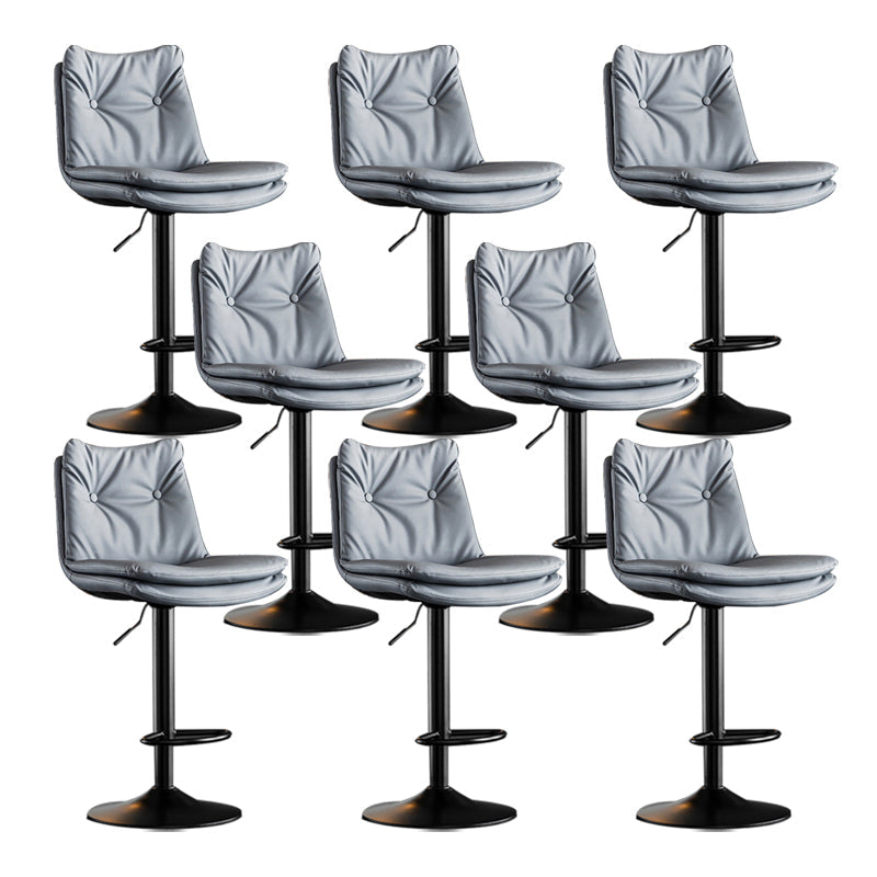 Scandinavian Metal Stool Faux Leather Upholstered Counter Stool in Matte Finish Blue Black 8 Piece Set Clearhalo 'Bar Furniture' 'Bar Stools' 'bar_stools' 'furn' 'furn_bar_stools' 'Furniture' 'Kitchen & Dining Furniture' 5947304