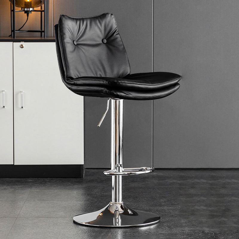 Scandinavian Metal Stool Faux Leather Upholstered Counter Stool in Matte Finish Black Chrome 1 Piece Clearhalo 'Bar Furniture' 'Bar Stools' 'bar_stools' 'furn' 'furn_bar_stools' 'Furniture' 'Kitchen & Dining Furniture' 5947305