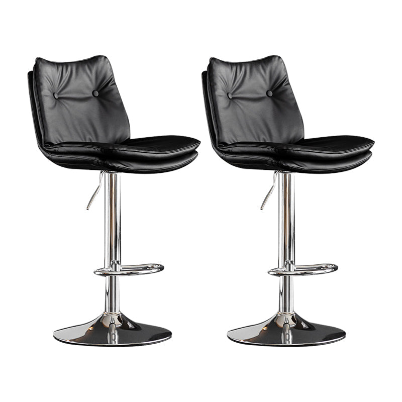 Scandinavian Metal Stool Faux Leather Upholstered Counter Stool in Matte Finish Black Chrome 2 Piece Set Clearhalo 'Bar Furniture' 'Bar Stools' 'bar_stools' 'furn' 'furn_bar_stools' 'Furniture' 'Kitchen & Dining Furniture' 5947306