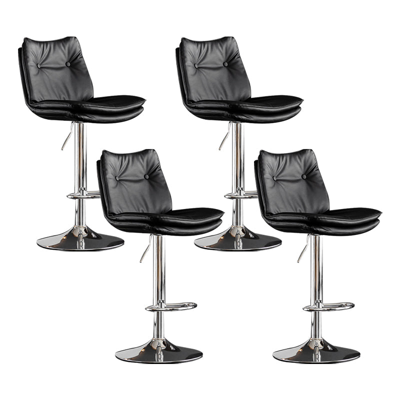 Scandinavian Metal Stool Faux Leather Upholstered Counter Stool in Matte Finish Black Chrome 4 Piece Set Clearhalo 'Bar Furniture' 'Bar Stools' 'bar_stools' 'furn' 'furn_bar_stools' 'Furniture' 'Kitchen & Dining Furniture' 5947307