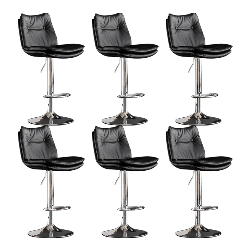 Scandinavian Metal Stool Faux Leather Upholstered Counter Stool in Matte Finish Black Chrome 6 Piece Set Clearhalo 'Bar Furniture' 'Bar Stools' 'bar_stools' 'furn' 'furn_bar_stools' 'Furniture' 'Kitchen & Dining Furniture' 5947308