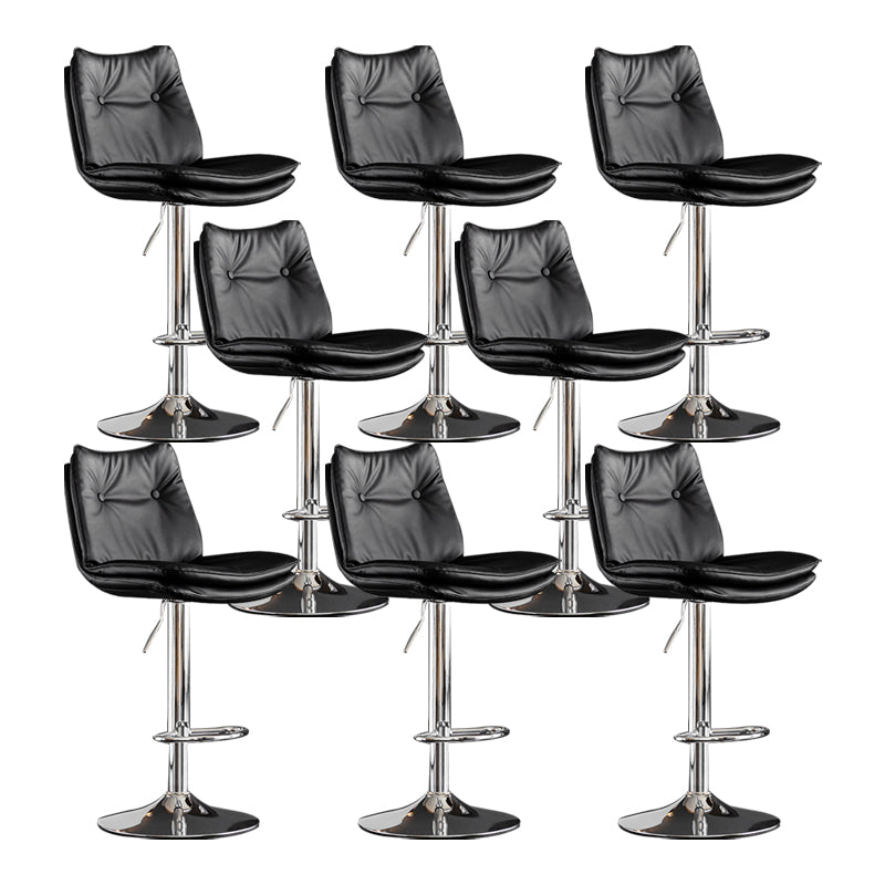 Scandinavian Metal Stool Faux Leather Upholstered Counter Stool in Matte Finish Black Chrome 8 Piece Set Clearhalo 'Bar Furniture' 'Bar Stools' 'bar_stools' 'furn' 'furn_bar_stools' 'Furniture' 'Kitchen & Dining Furniture' 5947309