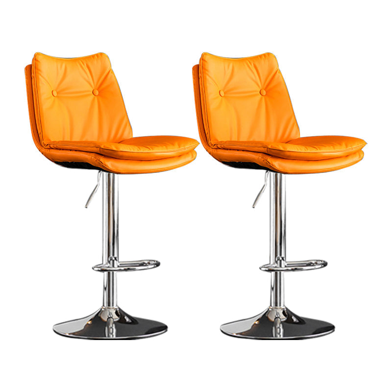 Scandinavian Metal Stool Faux Leather Upholstered Counter Stool in Matte Finish Orange Chrome 2 Piece Set Clearhalo 'Bar Furniture' 'Bar Stools' 'bar_stools' 'furn' 'furn_bar_stools' 'Furniture' 'Kitchen & Dining Furniture' 5947311