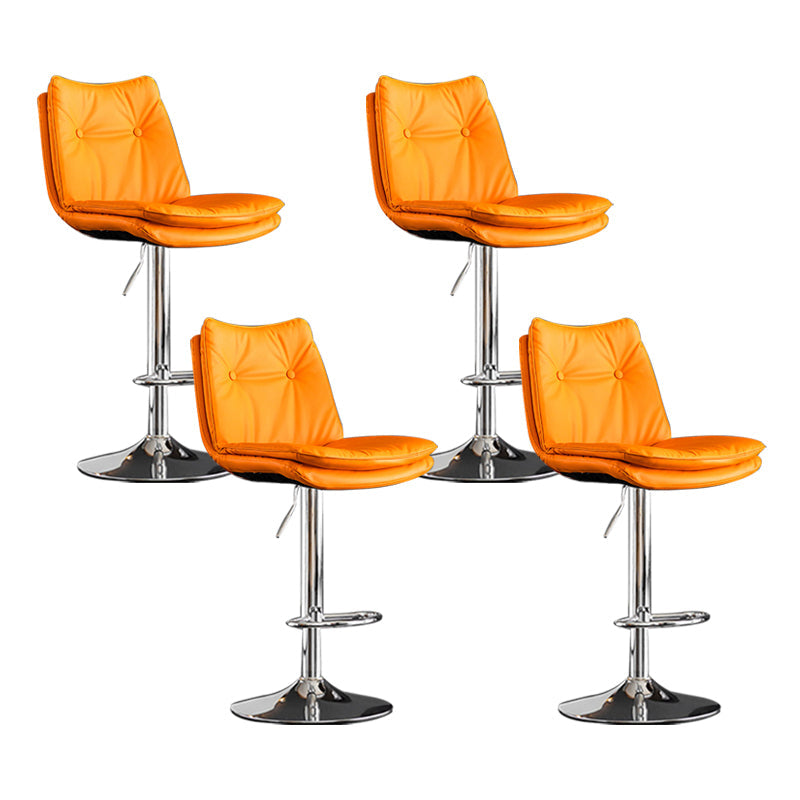 Scandinavian Metal Stool Faux Leather Upholstered Counter Stool in Matte Finish Orange Chrome 4 Piece Set Clearhalo 'Bar Furniture' 'Bar Stools' 'bar_stools' 'furn' 'furn_bar_stools' 'Furniture' 'Kitchen & Dining Furniture' 5947312