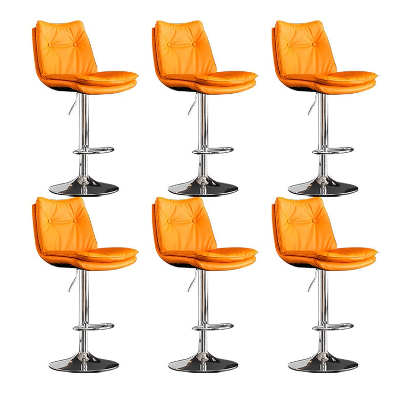 Scandinavian Metal Stool Faux Leather Upholstered Counter Stool in Matte Finish Orange Chrome 6 Piece Set Clearhalo 'Bar Furniture' 'Bar Stools' 'bar_stools' 'furn' 'furn_bar_stools' 'Furniture' 'Kitchen & Dining Furniture' 5947313