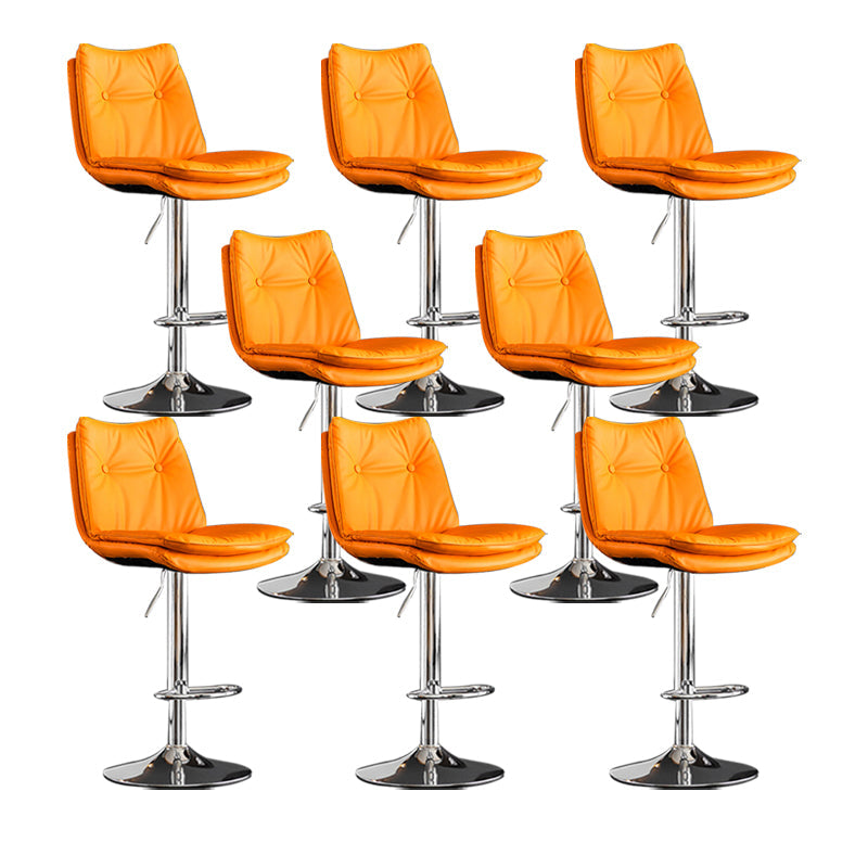 Scandinavian Metal Stool Faux Leather Upholstered Counter Stool in Matte Finish Orange Chrome 8 Piece Set Clearhalo 'Bar Furniture' 'Bar Stools' 'bar_stools' 'furn' 'furn_bar_stools' 'Furniture' 'Kitchen & Dining Furniture' 5947314
