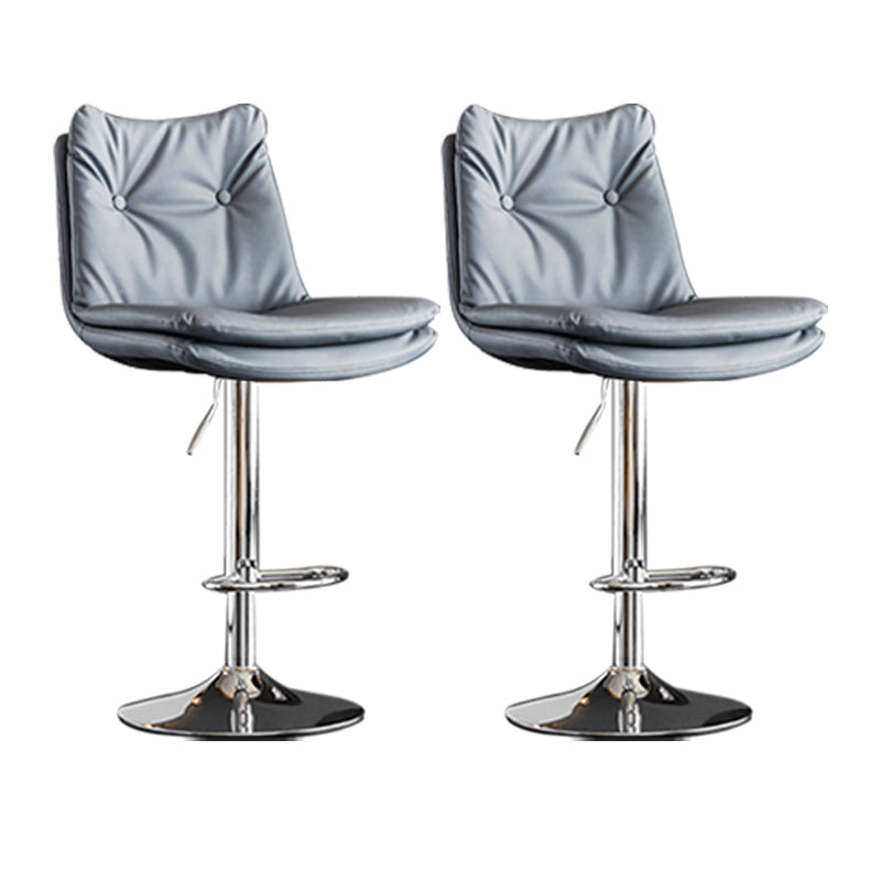 Scandinavian Metal Stool Faux Leather Upholstered Counter Stool in Matte Finish Blue Chrome 2 Piece Set Clearhalo 'Bar Furniture' 'Bar Stools' 'bar_stools' 'furn' 'furn_bar_stools' 'Furniture' 'Kitchen & Dining Furniture' 5947316