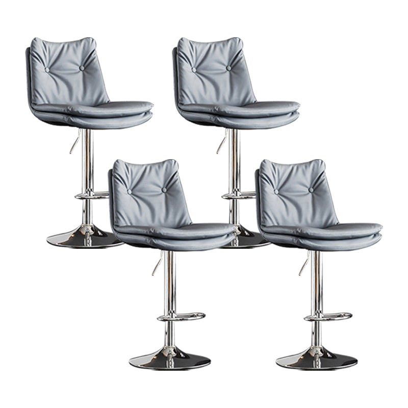 Scandinavian Metal Stool Faux Leather Upholstered Counter Stool in Matte Finish Blue Chrome 4 Piece Set Clearhalo 'Bar Furniture' 'Bar Stools' 'bar_stools' 'furn' 'furn_bar_stools' 'Furniture' 'Kitchen & Dining Furniture' 5947317