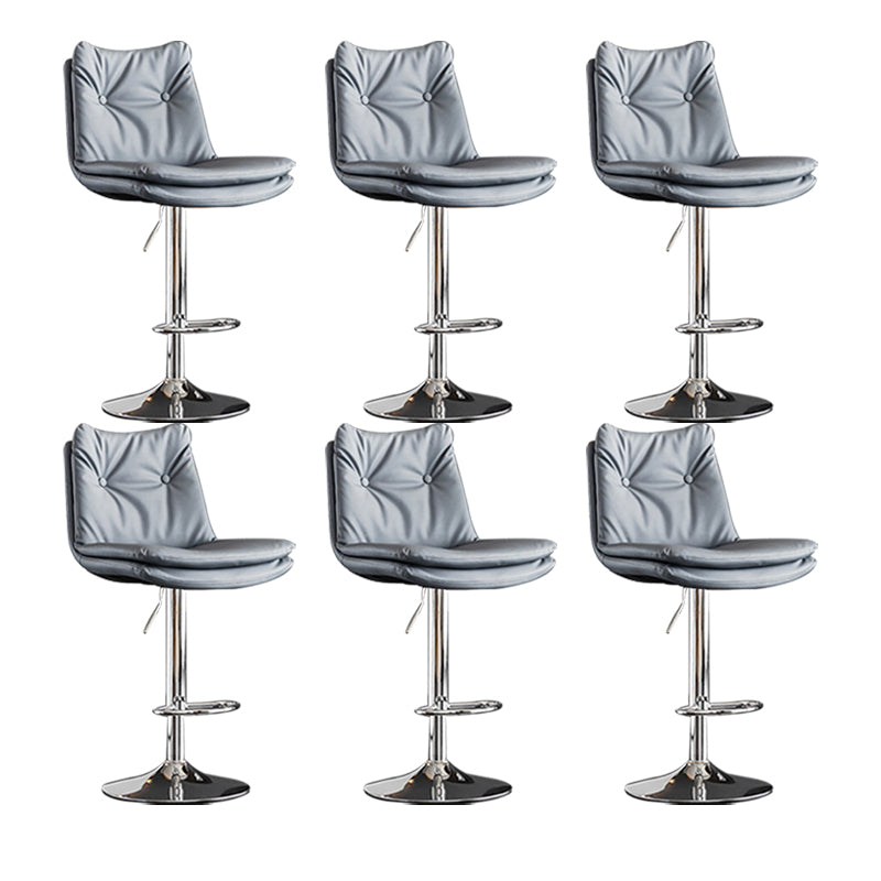 Scandinavian Metal Stool Faux Leather Upholstered Counter Stool in Matte Finish Blue Chrome 6 Piece Set Clearhalo 'Bar Furniture' 'Bar Stools' 'bar_stools' 'furn' 'furn_bar_stools' 'Furniture' 'Kitchen & Dining Furniture' 5947318