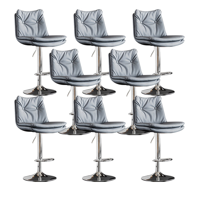 Scandinavian Metal Stool Faux Leather Upholstered Counter Stool in Matte Finish Blue Chrome 8 Piece Set Clearhalo 'Bar Furniture' 'Bar Stools' 'bar_stools' 'furn' 'furn_bar_stools' 'Furniture' 'Kitchen & Dining Furniture' 5947319