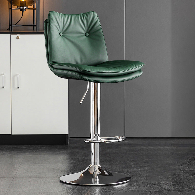 Scandinavian Metal Stool Faux Leather Upholstered Counter Stool in Matte Finish Green Chrome 1 Piece Clearhalo 'Bar Furniture' 'Bar Stools' 'bar_stools' 'furn' 'furn_bar_stools' 'Furniture' 'Kitchen & Dining Furniture' 5947320