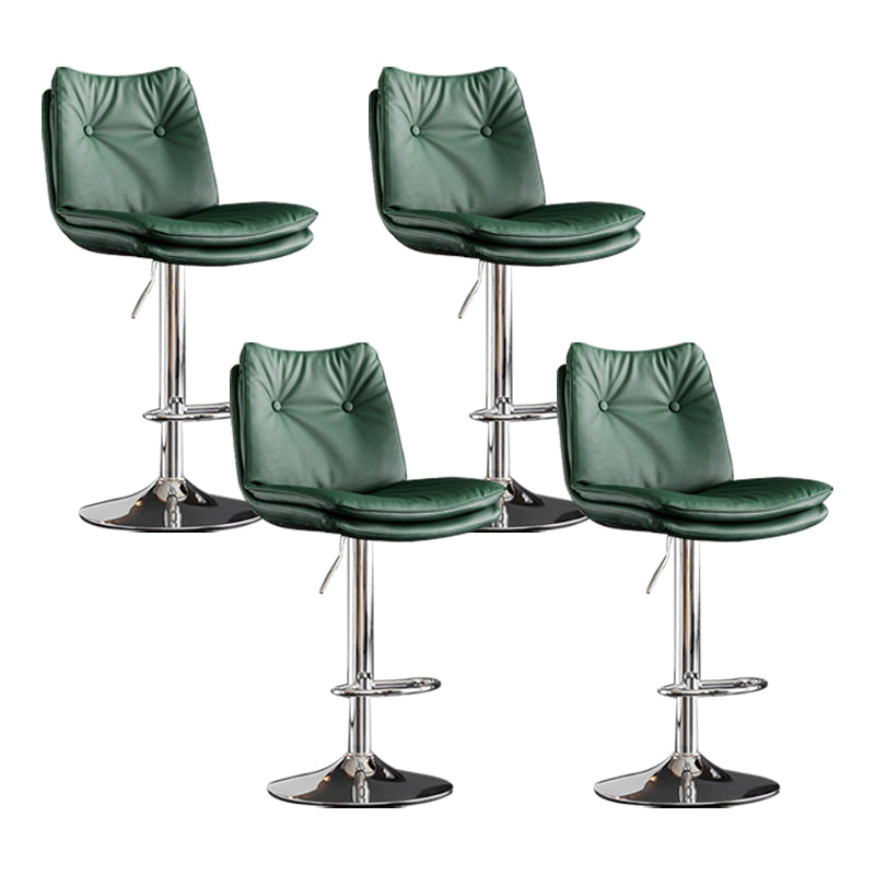 Scandinavian Metal Stool Faux Leather Upholstered Counter Stool in Matte Finish Green Chrome 4 Piece Set Clearhalo 'Bar Furniture' 'Bar Stools' 'bar_stools' 'furn' 'furn_bar_stools' 'Furniture' 'Kitchen & Dining Furniture' 5947322