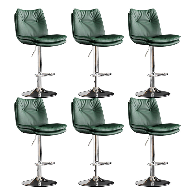 Scandinavian Metal Stool Faux Leather Upholstered Counter Stool in Matte Finish Green Chrome 6 Piece Set Clearhalo 'Bar Furniture' 'Bar Stools' 'bar_stools' 'furn' 'furn_bar_stools' 'Furniture' 'Kitchen & Dining Furniture' 5947323