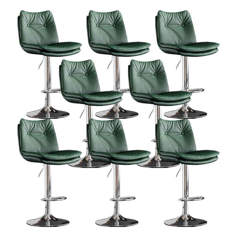 Scandinavian Metal Stool Faux Leather Upholstered Counter Stool in Matte Finish Green Chrome 8 Piece Set Clearhalo 'Bar Furniture' 'Bar Stools' 'bar_stools' 'furn' 'furn_bar_stools' 'Furniture' 'Kitchen & Dining Furniture' 5947324
