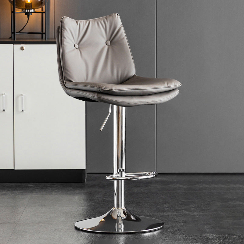 Scandinavian Metal Stool Faux Leather Upholstered Counter Stool in Matte Finish Grey Chrome 1 Piece Clearhalo 'Bar Furniture' 'Bar Stools' 'bar_stools' 'furn' 'furn_bar_stools' 'Furniture' 'Kitchen & Dining Furniture' 5947325