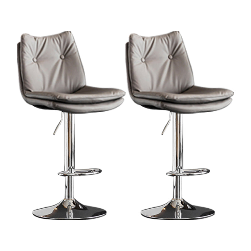 Scandinavian Metal Stool Faux Leather Upholstered Counter Stool in Matte Finish Grey Chrome 2 Piece Set Clearhalo 'Bar Furniture' 'Bar Stools' 'bar_stools' 'furn' 'furn_bar_stools' 'Furniture' 'Kitchen & Dining Furniture' 5947326