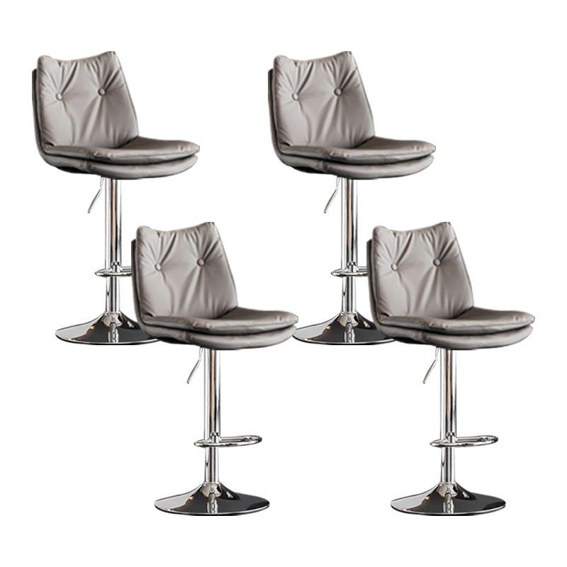 Scandinavian Metal Stool Faux Leather Upholstered Counter Stool in Matte Finish Grey Chrome 4 Piece Set Clearhalo 'Bar Furniture' 'Bar Stools' 'bar_stools' 'furn' 'furn_bar_stools' 'Furniture' 'Kitchen & Dining Furniture' 5947327