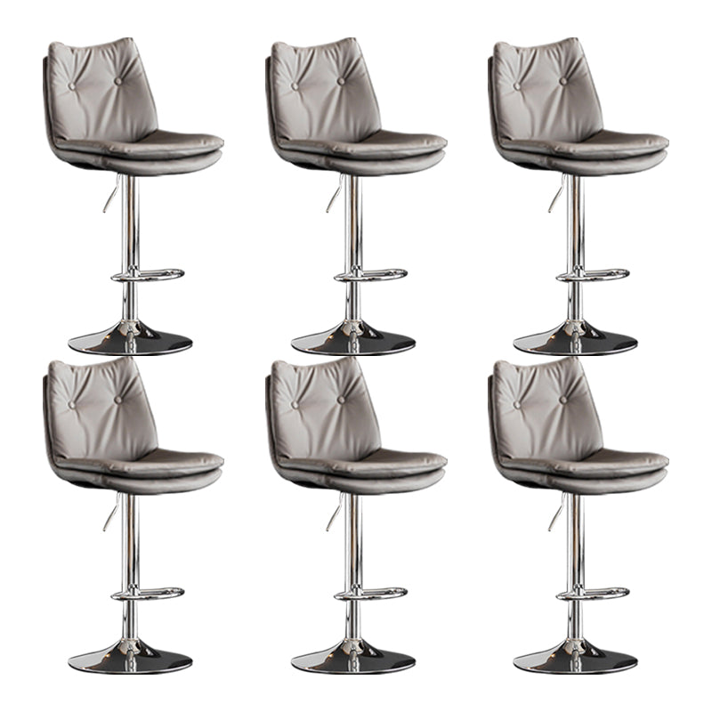 Scandinavian Metal Stool Faux Leather Upholstered Counter Stool in Matte Finish Grey Chrome 6 Piece Set Clearhalo 'Bar Furniture' 'Bar Stools' 'bar_stools' 'furn' 'furn_bar_stools' 'Furniture' 'Kitchen & Dining Furniture' 5947328