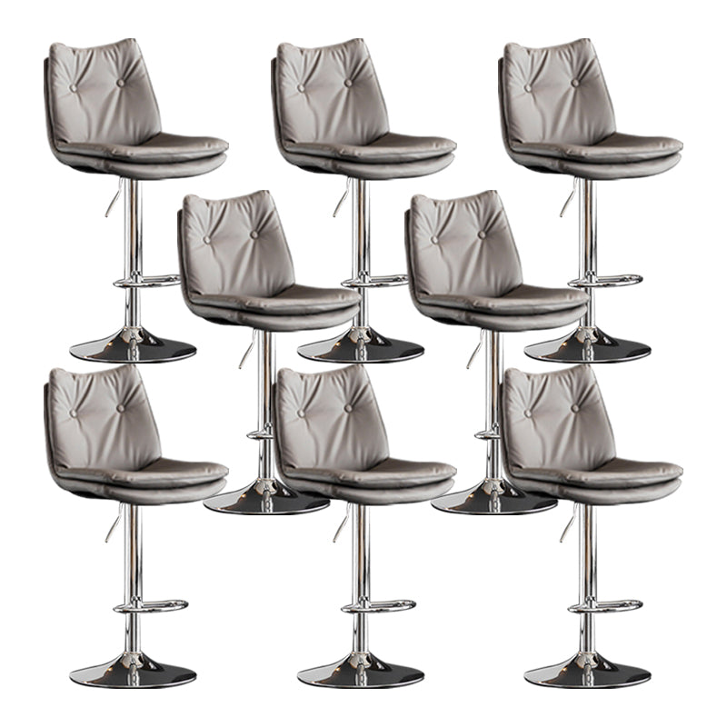 Scandinavian Metal Stool Faux Leather Upholstered Counter Stool in Matte Finish Grey Chrome 8 Piece Set Clearhalo 'Bar Furniture' 'Bar Stools' 'bar_stools' 'furn' 'furn_bar_stools' 'Furniture' 'Kitchen & Dining Furniture' 5947329