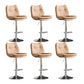 Scandinavian Metal Stool Faux Leather Upholstered Counter Stool in Matte Finish Khaki Chrome 6 Piece Set Clearhalo 'Bar Furniture' 'Bar Stools' 'bar_stools' 'furn' 'furn_bar_stools' 'Furniture' 'Kitchen & Dining Furniture' 5947338