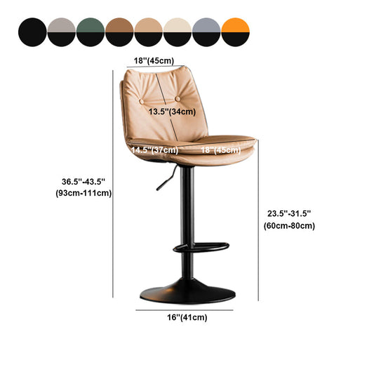 Scandinavian Metal Stool Faux Leather Upholstered Counter Stool in Matte Finish Clearhalo 'Bar Furniture' 'Bar Stools' 'bar_stools' 'furn' 'furn_bar_stools' 'Furniture' 'Kitchen & Dining Furniture' 5947340