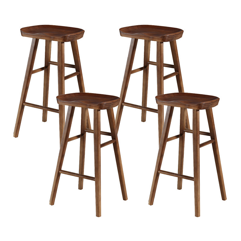 Contemporary Wood Stool Rectangle Seat Counter Stool in Matte Finish