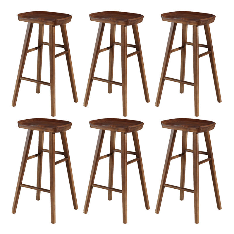 Contemporary Wood Stool Rectangle Seat Counter Stool in Matte Finish