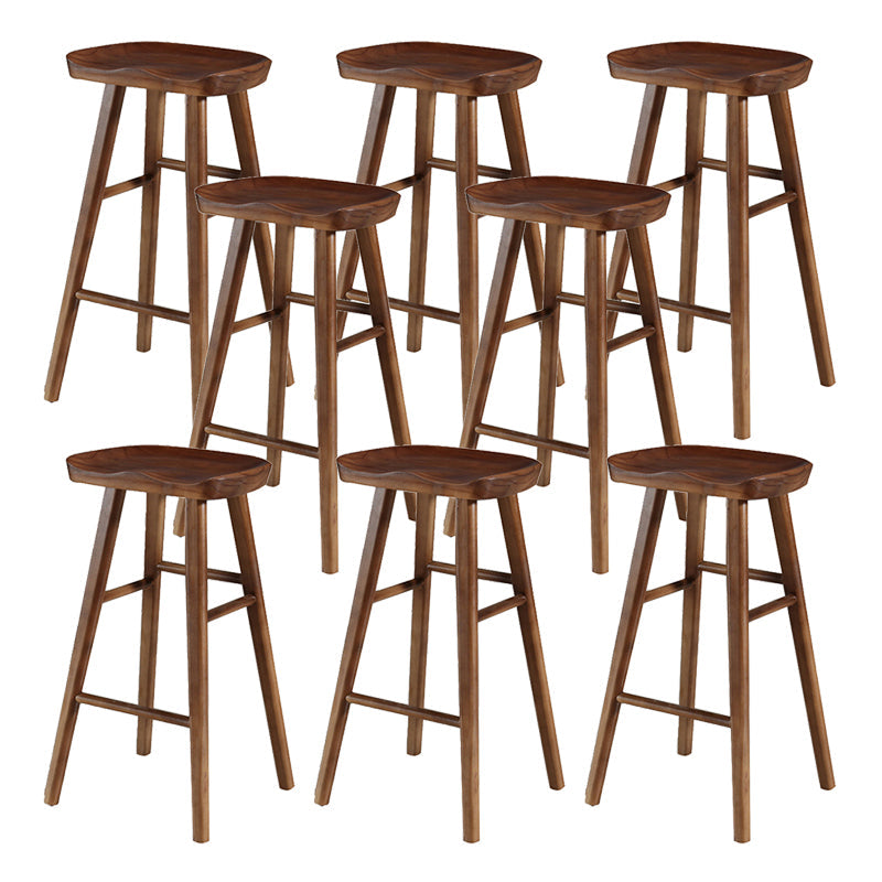 Contemporary Wood Stool Rectangle Seat Counter Stool in Matte Finish