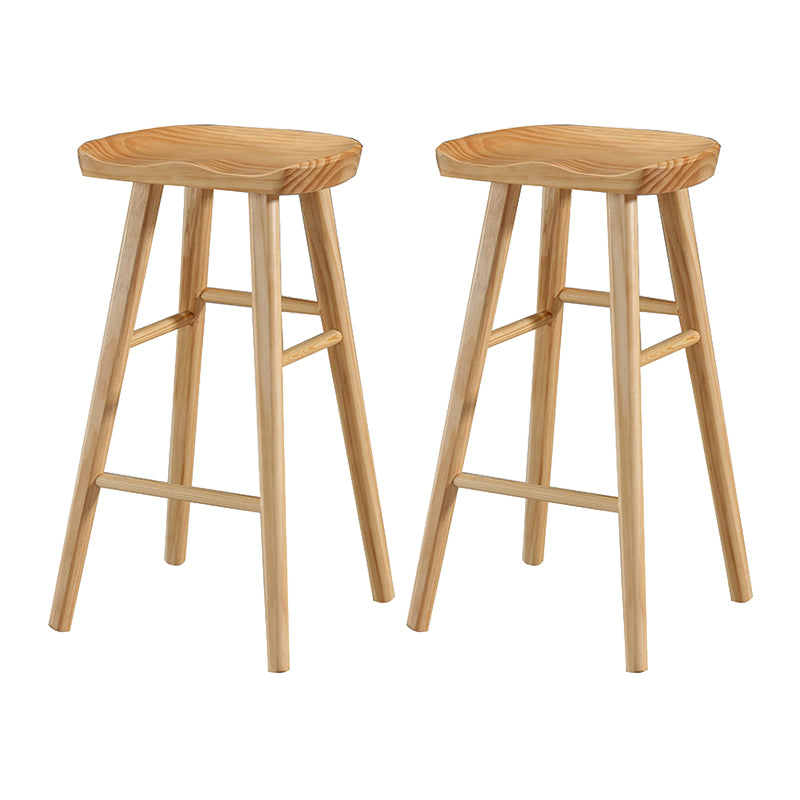 Contemporary Wood Stool Rectangle Seat Counter Stool in Matte Finish