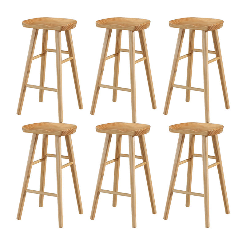Contemporary Wood Stool Rectangle Seat Counter Stool in Matte Finish