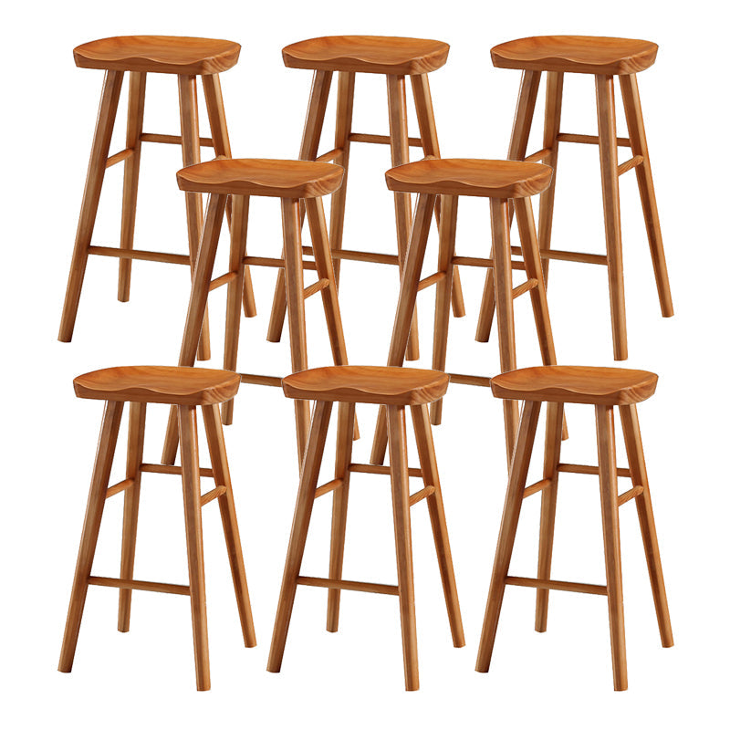 Contemporary Wood Stool Rectangle Seat Counter Stool in Matte Finish