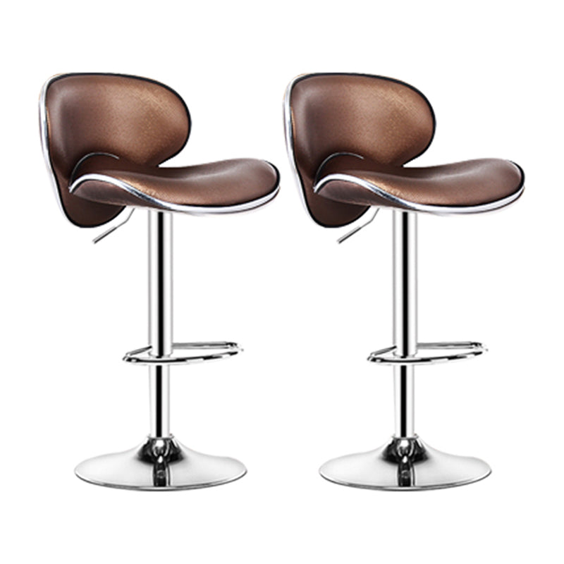 Contemporary Metal Stool Faux Leather Upholstered Counter Stool