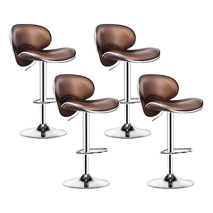 Contemporary Metal Stool Faux Leather Upholstered Counter Stool