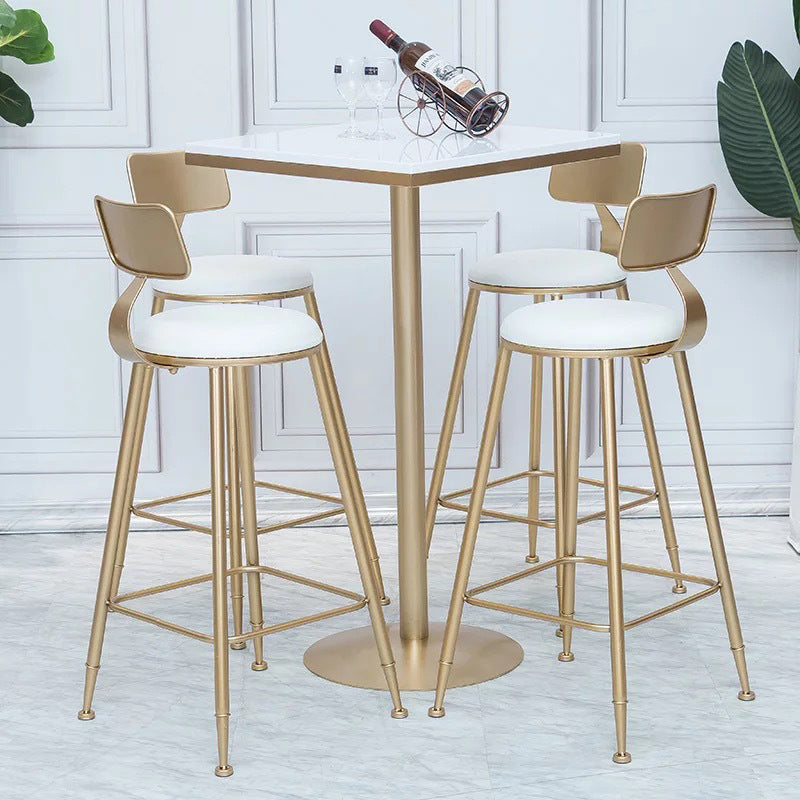 Bar Height Pub Table Glam Metal Pedestal Bar Table for Indoor