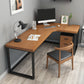 Industrial L-Shape Writing Desk Brown Manufactured Wood Office Desk