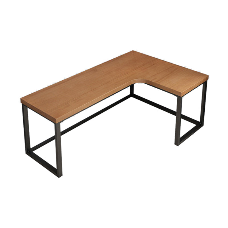 Industrial L-Shape Writing Desk Brown Manufactured Wood Office Desk