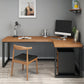 Industrial L-Shape Writing Desk Brown Manufactured Wood Office Desk