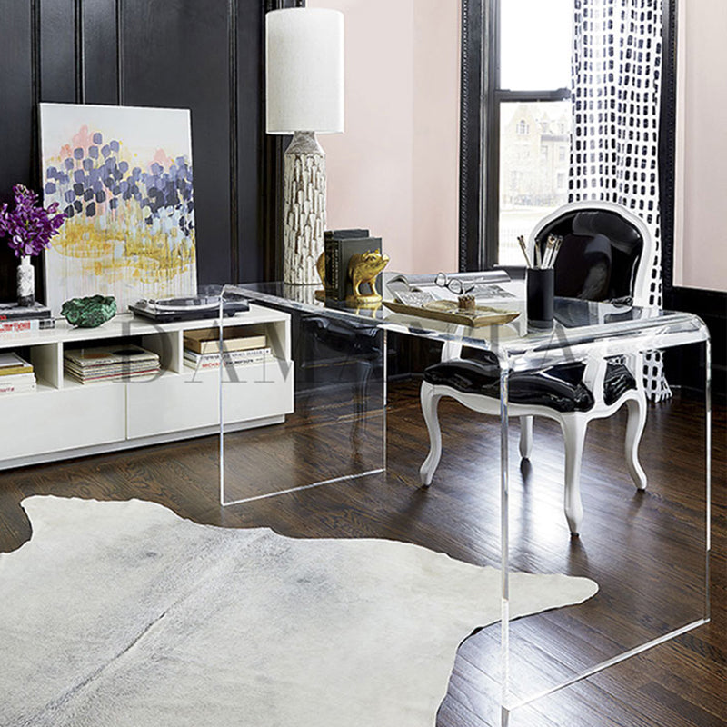 Rectangular Home Office Writing Desk Acrylic Modern Style Office Desk Clearhalo 'furn' 'furn_office_desk' 'Furniture' 'Office Desks' 'Office Furniture' 'office_desk' 5948141