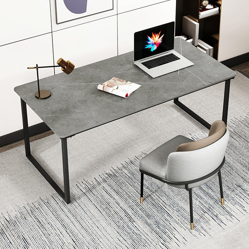 Stone Modern Rectangular Writing Desk Home Office Bureau avec des jambes en métal