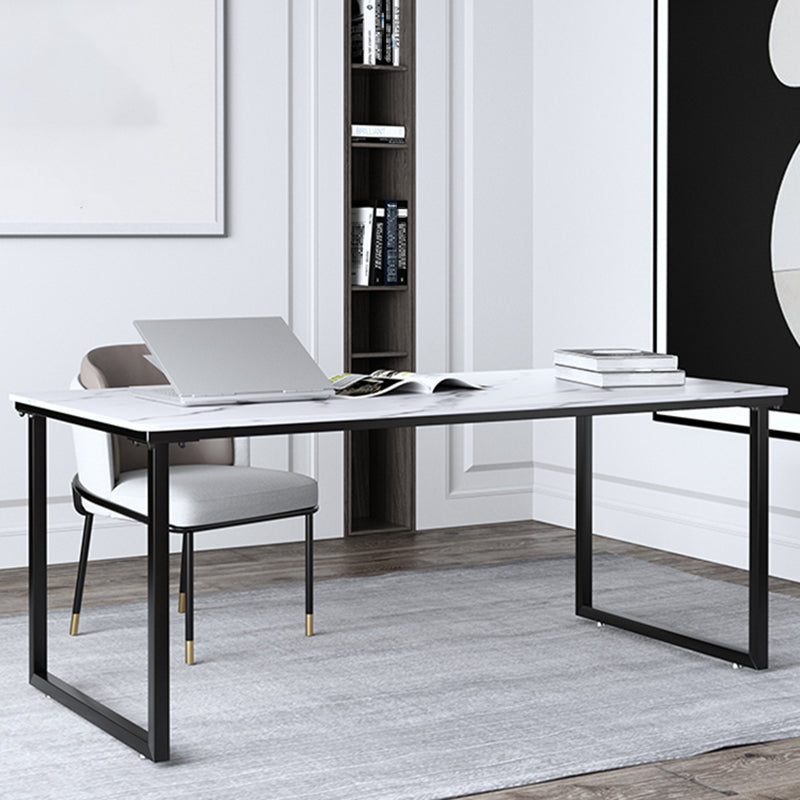 Stone Modern Rectangular Writing Desk Home Office Bureau avec des jambes en métal