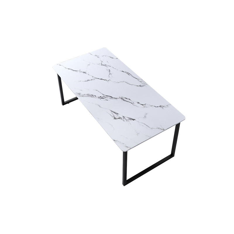 Stone Modern Rectangular Writing Desk Home Office Bureau avec des jambes en métal