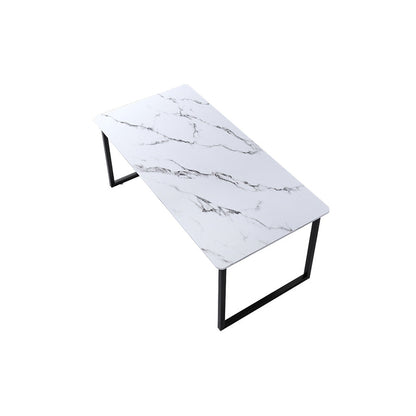 Stone Modern Rectangular Writing Desk Home Office Bureau avec des jambes en métal