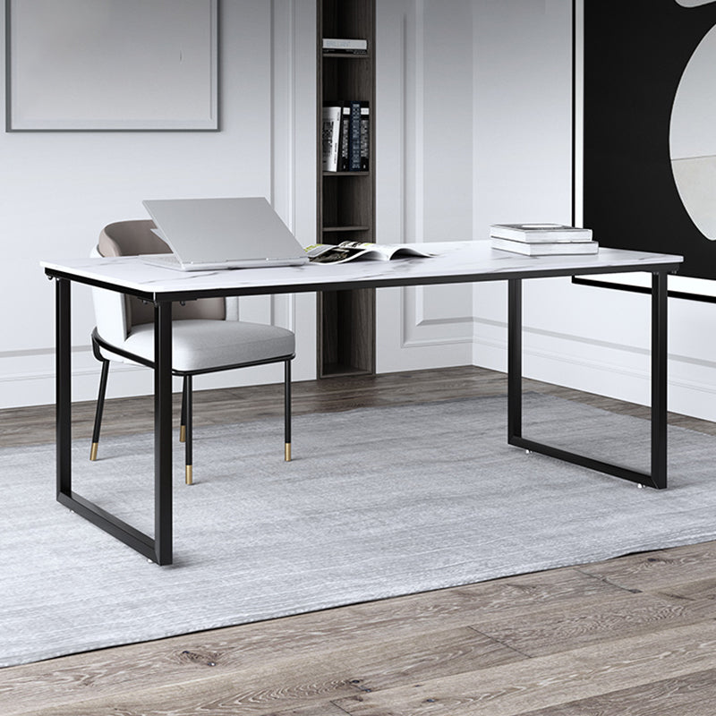 Stone Modern Rectangular Writing Desk Home Office Bureau avec des jambes en métal