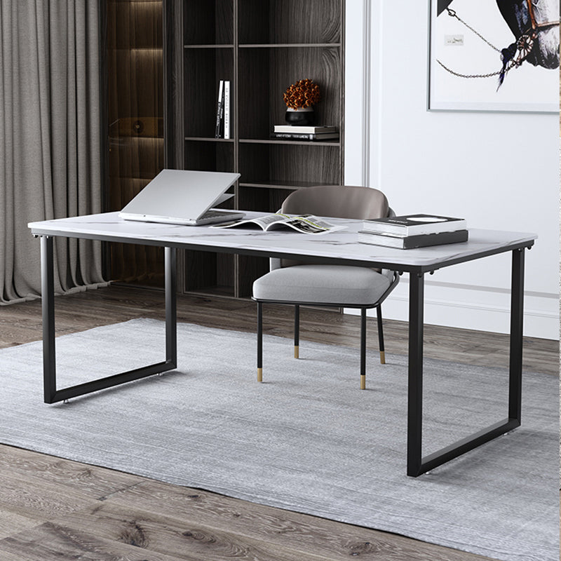 Stone Modern Rectangular Writing Desk Home Office Bureau avec des jambes en métal