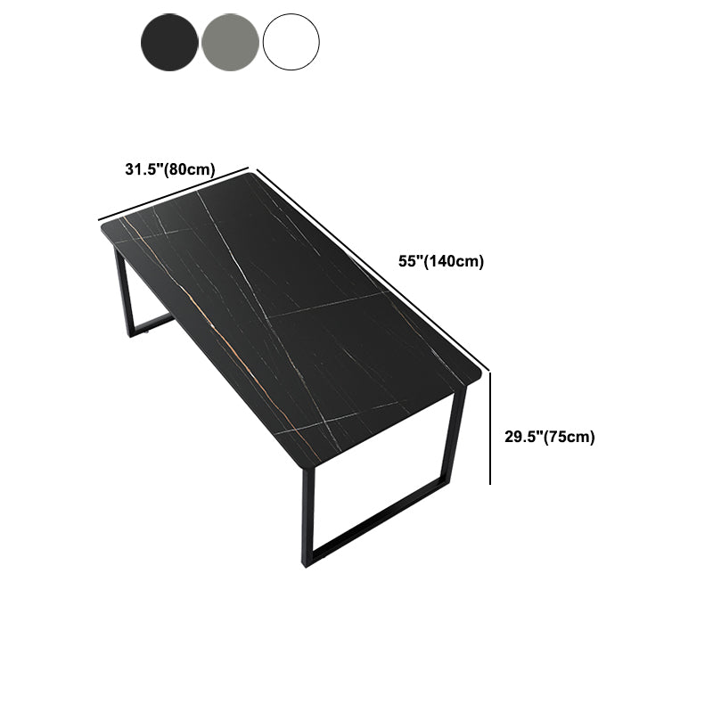 Stone Modern Rectangular Writing Desk Home Office Bureau avec des jambes en métal